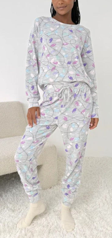 Splendid Holiday Lights Waffle Pajama Set