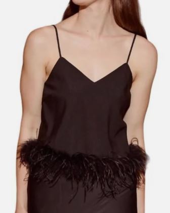 Lucy Paris Black Feather Trim Tank