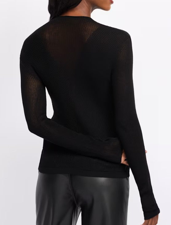 Lucy Paris Black Mock Neck Long Sleeve Knit