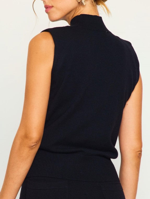Skies are Blue Black Mock Neck Knit