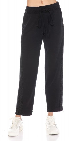 Ariella Straight Leg Pant with Side Contrast - Black