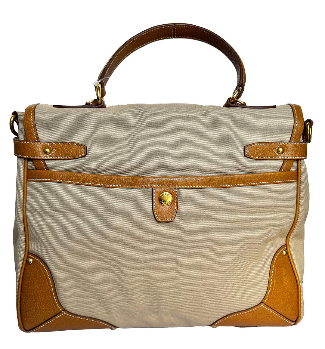Prada Buckle Top Handle Satchel Beige