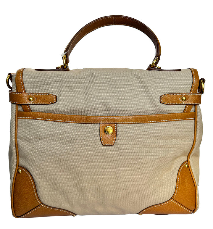 Prada Buckle Top Handle Satchel Beige