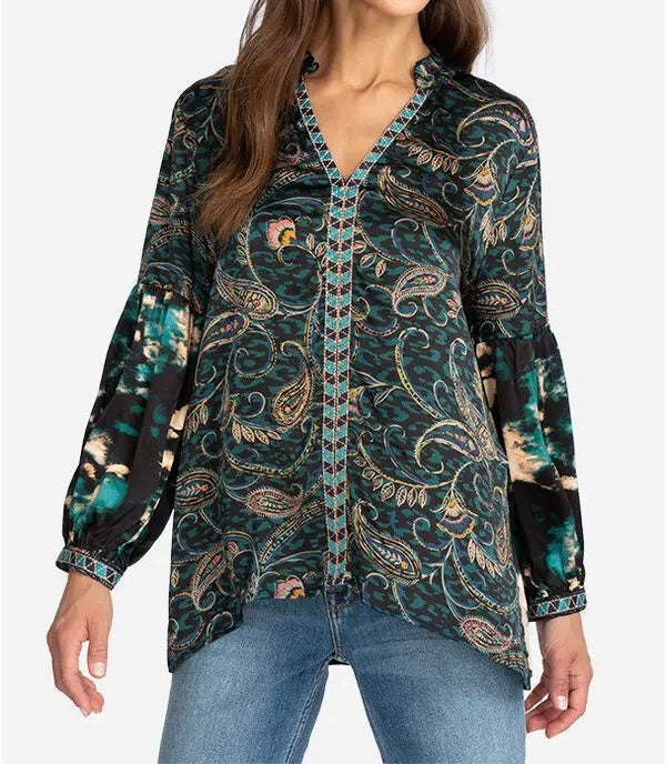 Johnny Was Workshop Twilight Shadow Ruffle Peasant Top - Medium