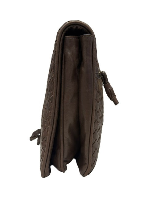 Vintage Intrecciato Leather Tassel Clutch Bag