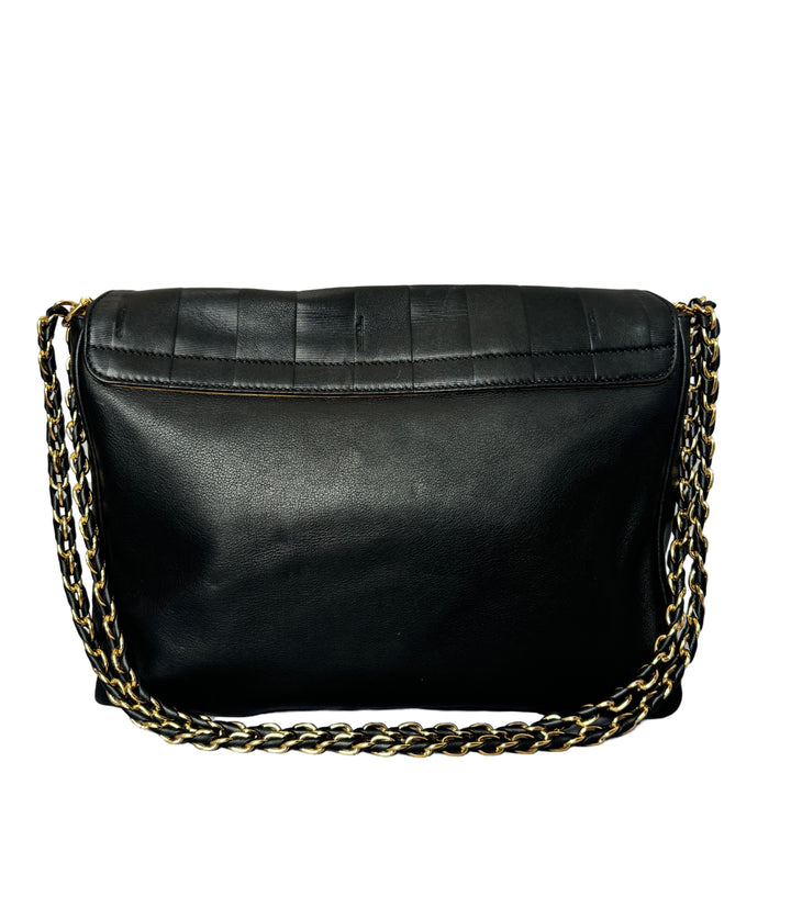 Fendi Pequin Stripe Large Claudia Shoulder Bag