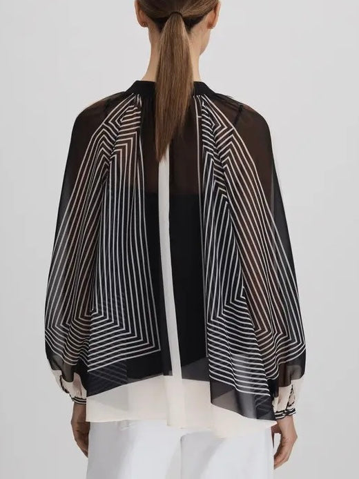 Reiss Charlie Striped Blouse - Size 4
