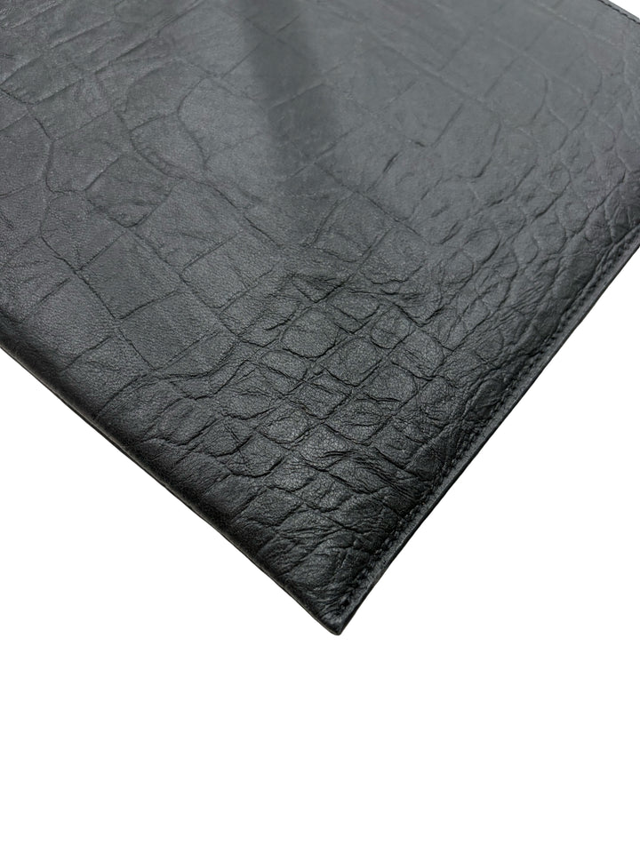 Cassandre Zipped Tablet Holder in Crocodile-Embossed Leather