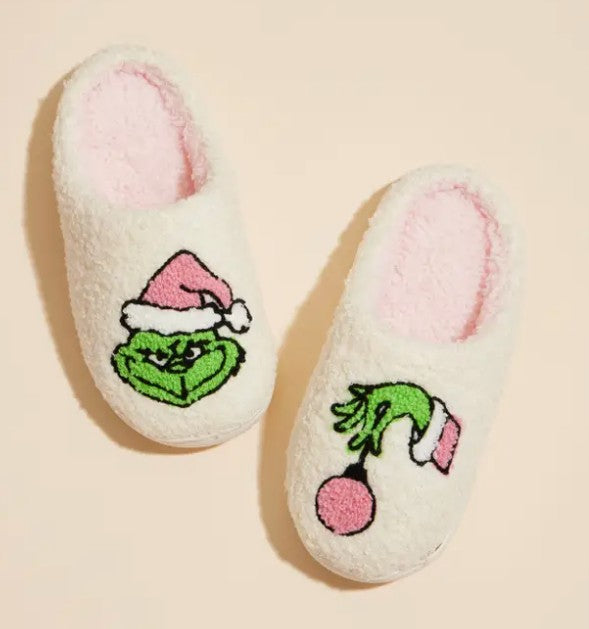 Children's Grinch Christmas Ornament Slippers