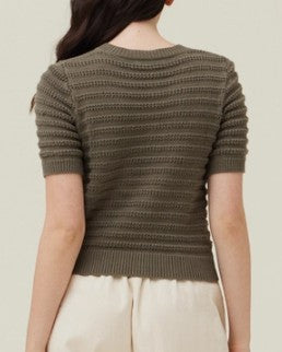 Grade & Gather Crochet Short Sleeve Cardigan