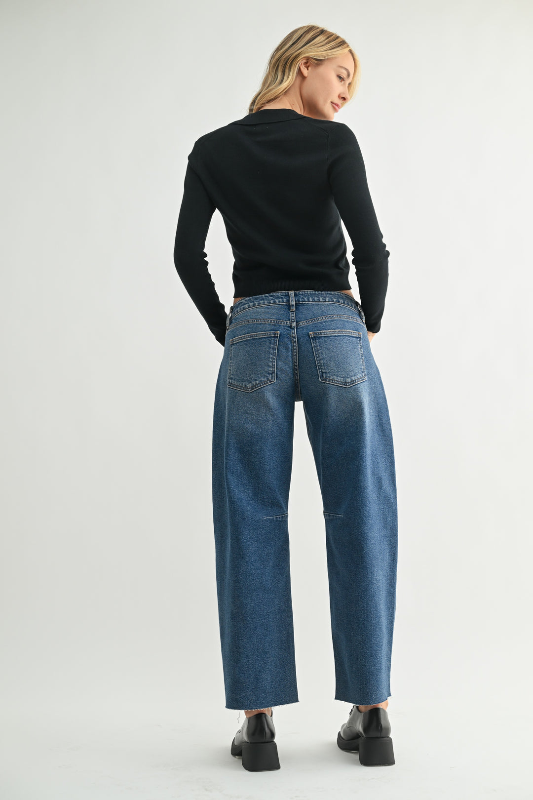 Just USA Mid Ride Barrel Jean - Dark Denim