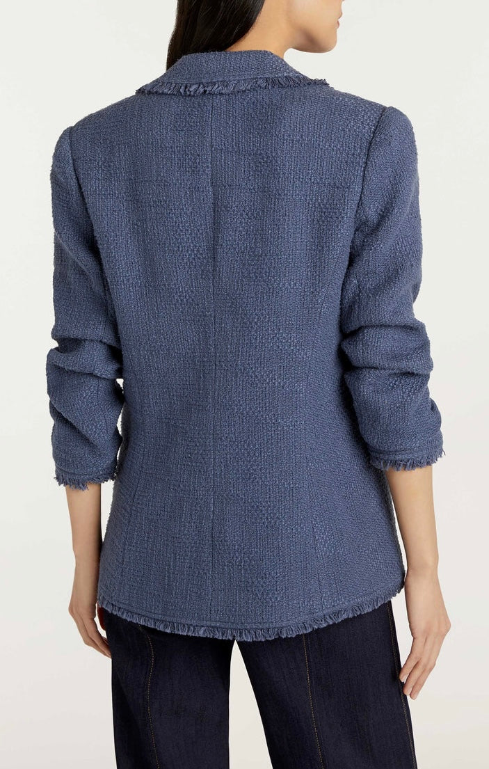 Cinq A Sept Size 8 Khloe Boucle Ruched Sleeve Blazer