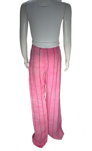 Anett Rostel Size 38 Washed Pink Striped Wide Leg Pants