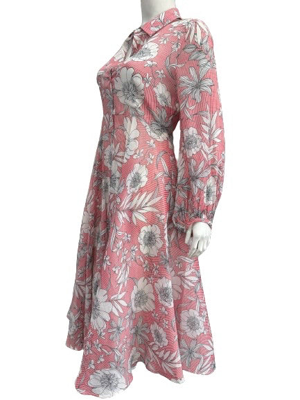 Hilary Radley Red/White Striped Floral Long Sleeve Maxi Dress (NWT) - Size Small