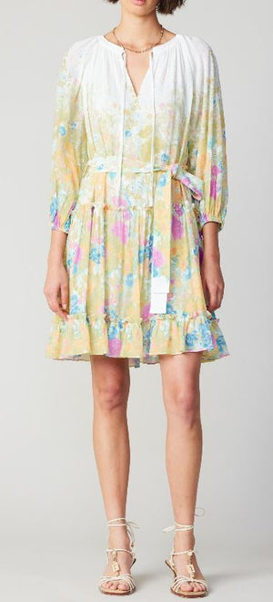 Current Air White/Multicolor Floral Ombre 3/4 Sleeve Dress