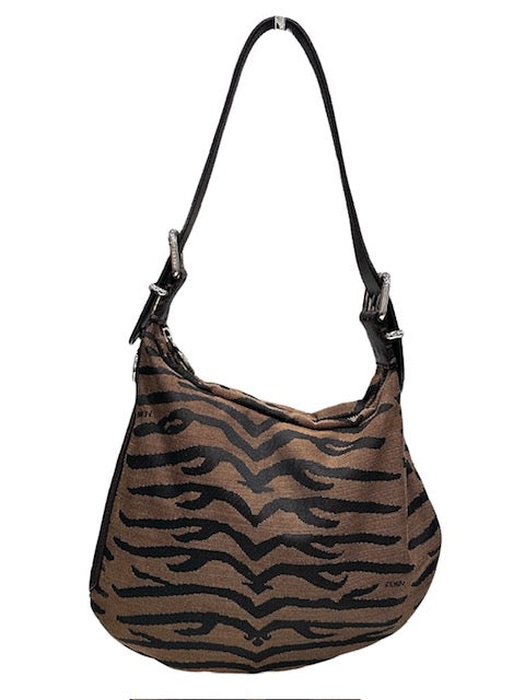 Fendi Zebra Oyster Shoulder Handbag