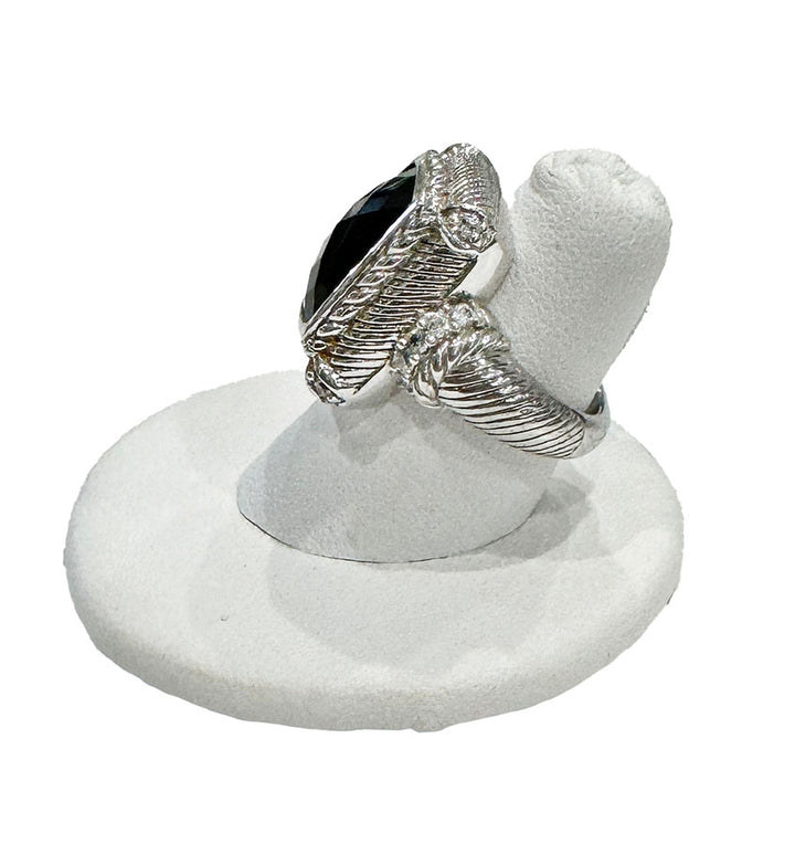 Judith Ripka Sterling Silver and Onyx Ring - Size 6