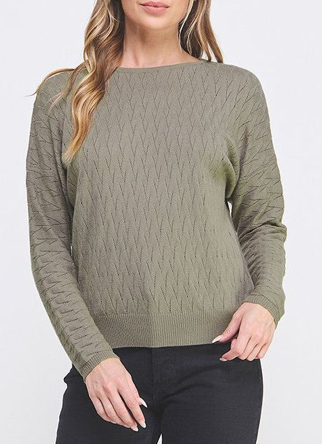 Allie Rose Pointelle Sweater - Aloe