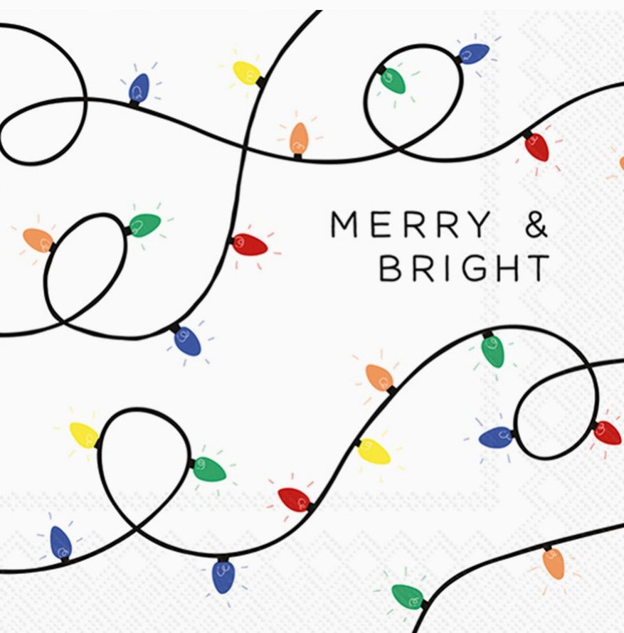 Merry & Bright Christmas Lights Cocktail Napkin