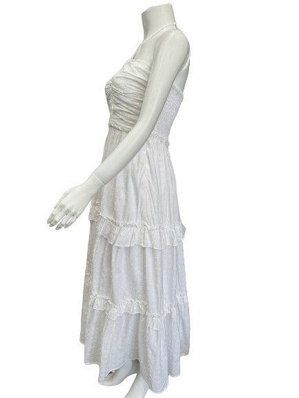 Aqua White Halter Neck Swiss Dot Maxi Dress (NWT) - Size Small