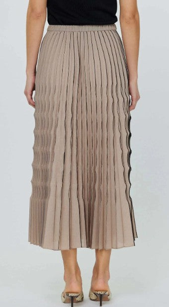 Current Air Pleated Midi Skirt - Taupe/Black