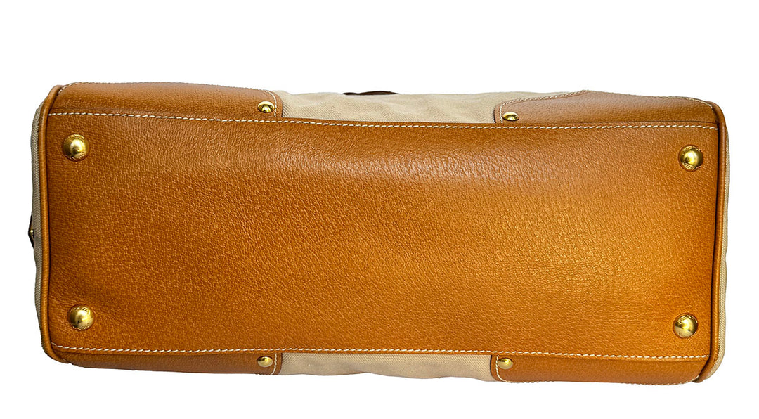 Prada Buckle Top Handle Satchel Beige