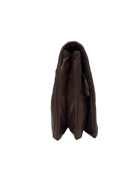 Vintage Intrecciato Leather Tassel Clutch Bag