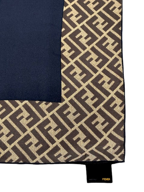 Fendi Zucca/Black Silk Scarf