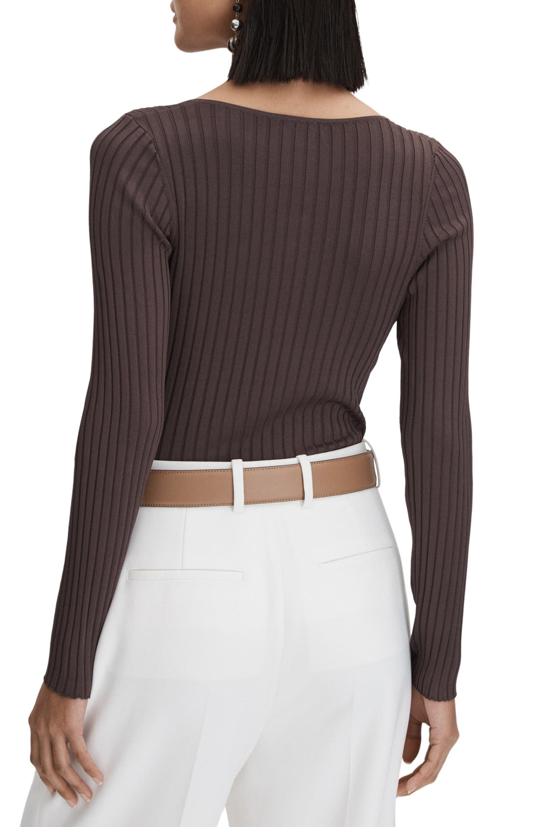 Reiss Monica Rib Split Neck Top - Medium