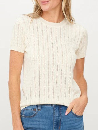 Six Fifty Ivory Natasha Cable Light Weight Sweater