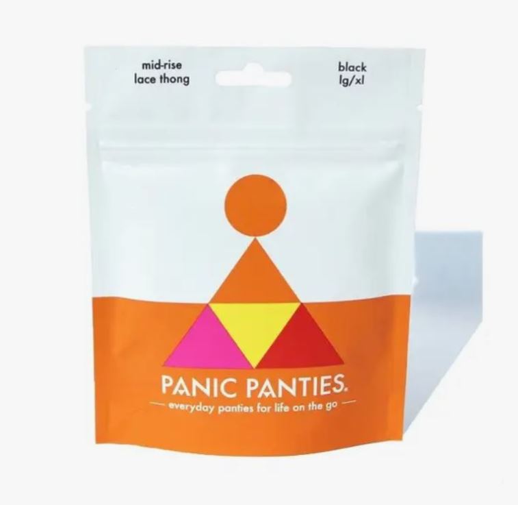 Panic Panties Mid-Rise Lace Thong - Black