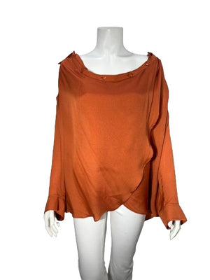 Escada Rust Silk Long Sleeve Blouse - New with Tags -  Size 44 (12 LARGE)