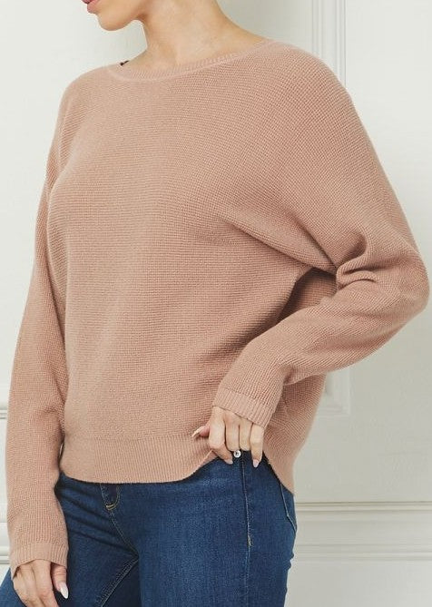 Allie Rose Blush Waffle Sweater