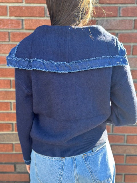 Brand Bazar Navy Denim Sweater Jacket