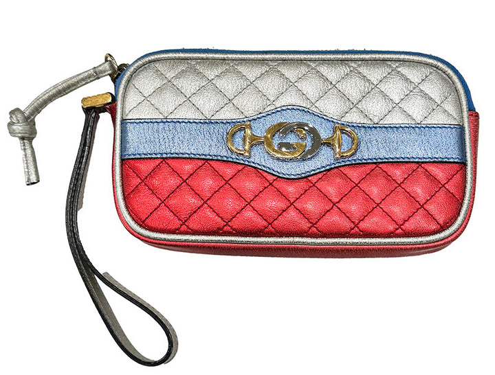 Gucci Metallic Trapuntata Zip Wristlet