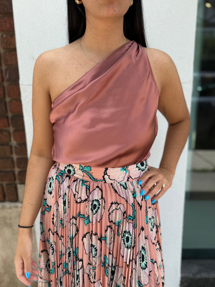 Cami Silk One Shoulder Bodysuit (New with Tags) - Large
