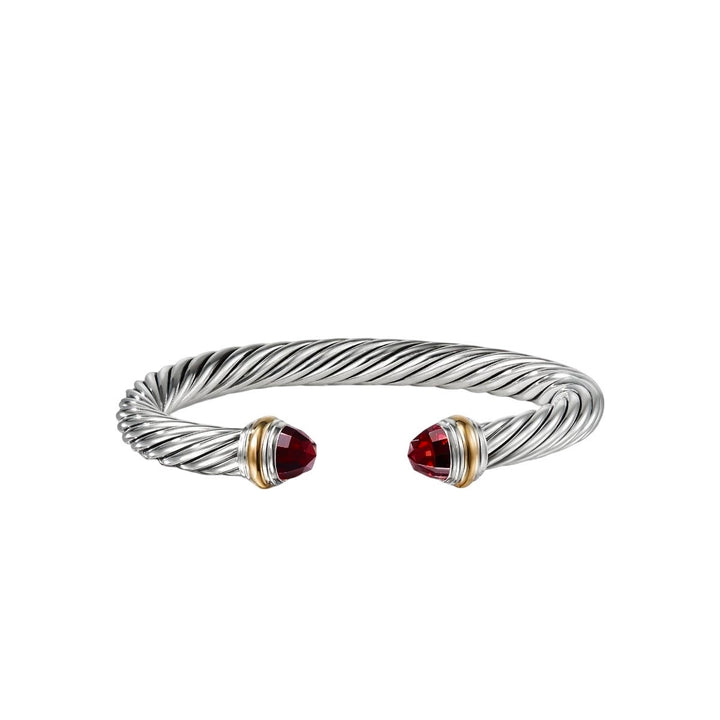 Garnet Cable Bracelet 7mm