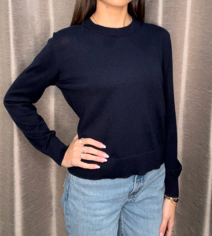 Alashan Navy Cotton Cashmere Crewneck Sweater