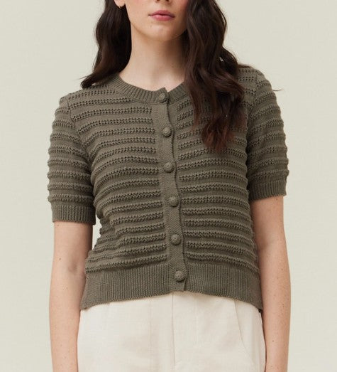 Grade & Gather Crochet Short Sleeve Cardigan