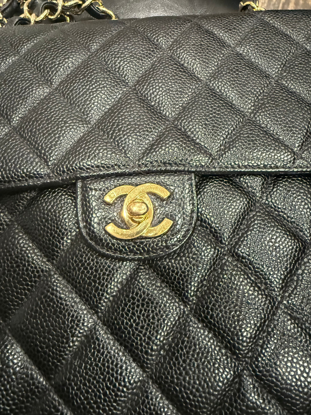 Chanel Caviar Leather Classic Flap Handbag - 24k Gold Hardware - Large