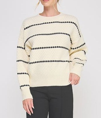 Allie Rose Striped Textured Sweater