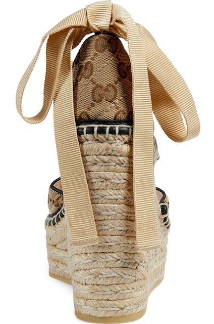 Pilar GG Ankle Tie Espadrille Platform Wedges | Size 6