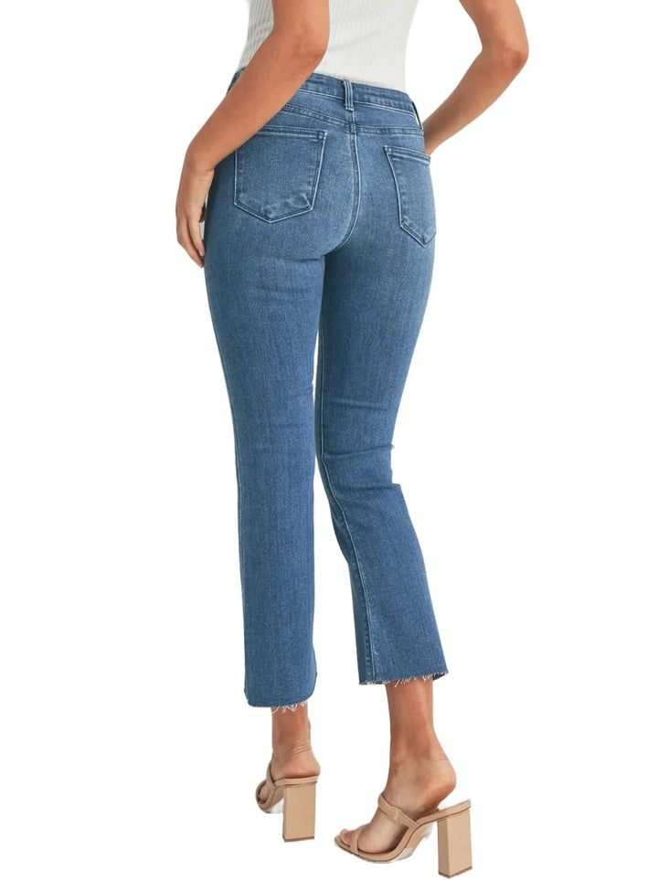 JBD Cropped Kick Flare Jeans - Medium Denim