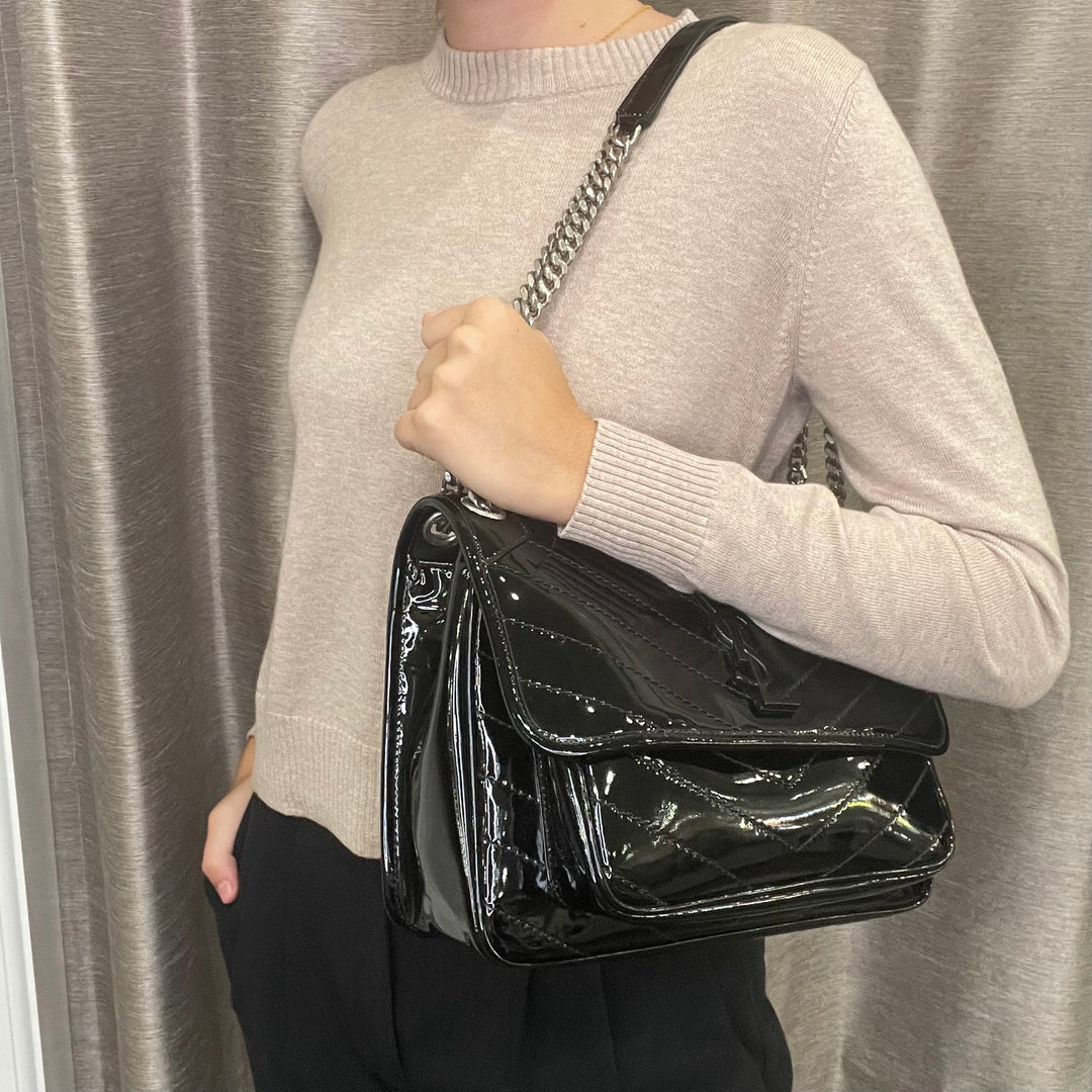 Saint Laurent Niki Patent Leather Handbag
