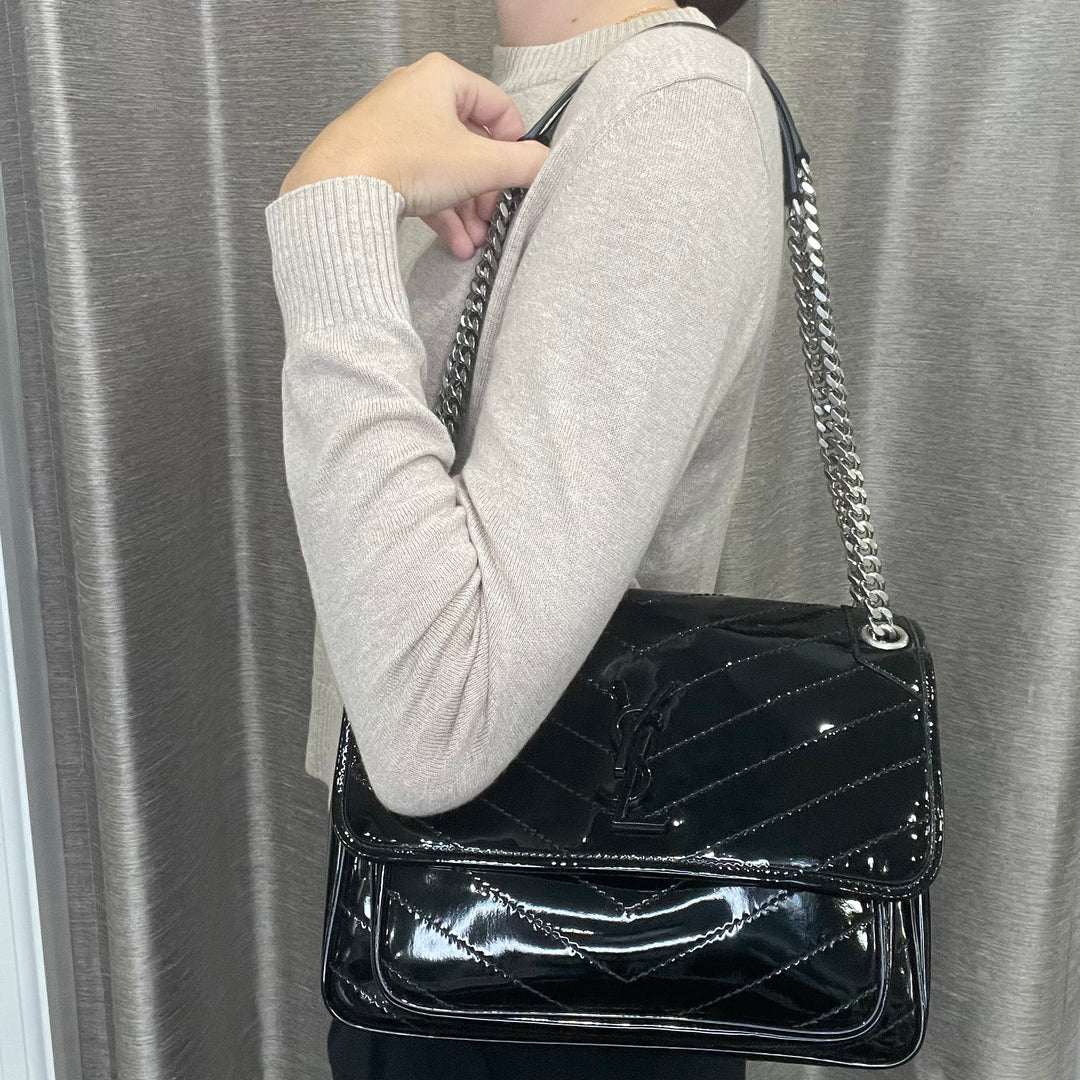 Saint Laurent Niki Patent Leather Handbag