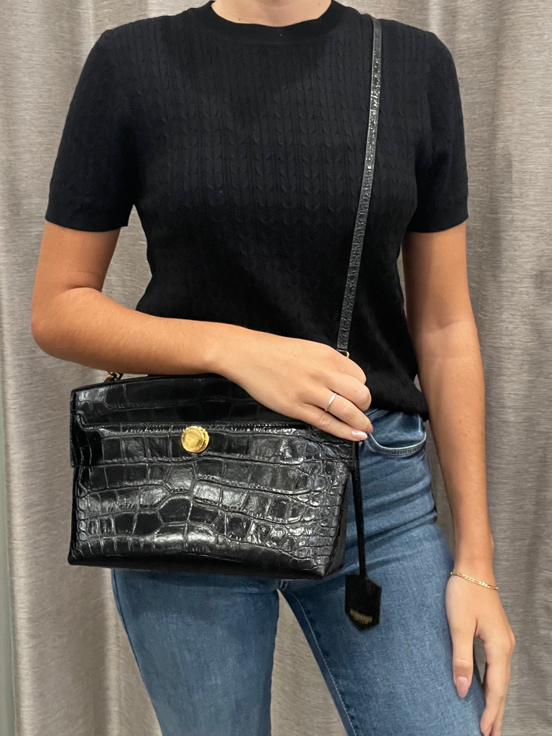 Vintage Burberry Croc-Embossed Crossbody
