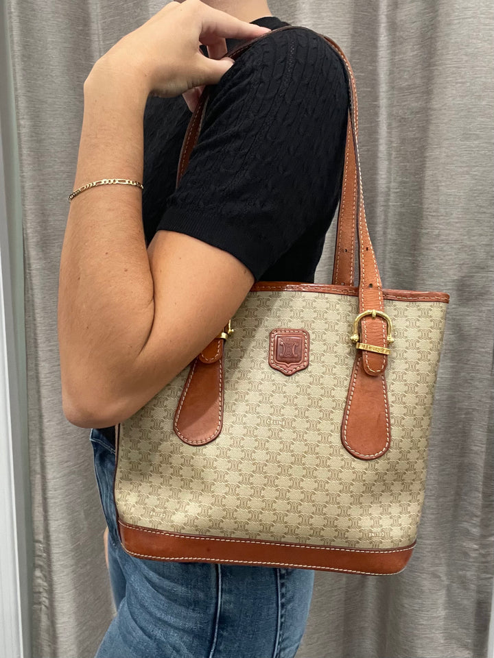 Celine Vintage Macadam Shoulder Bag