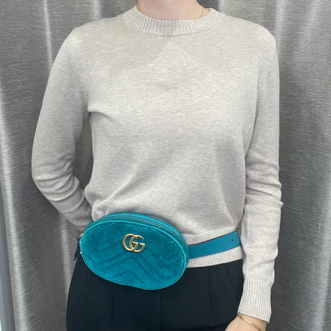 Gucci GG Marmont Matelasse Velvet Belt Bag