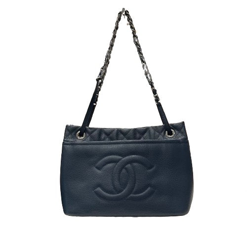 Chanel Caviar Quilted Timeless Soft Tote - Navy