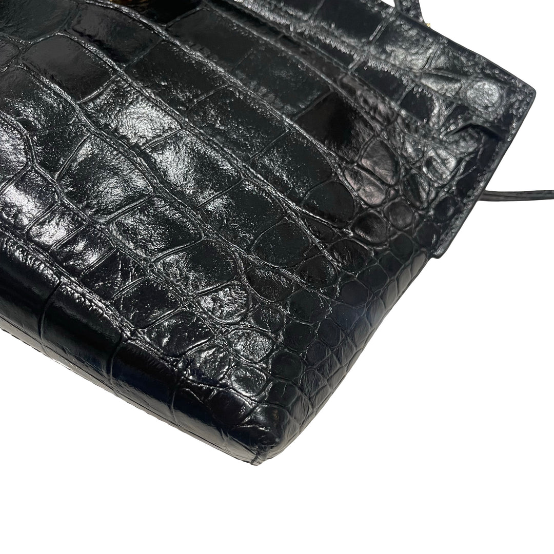 Vintage Burberry Croc-Embossed Crossbody